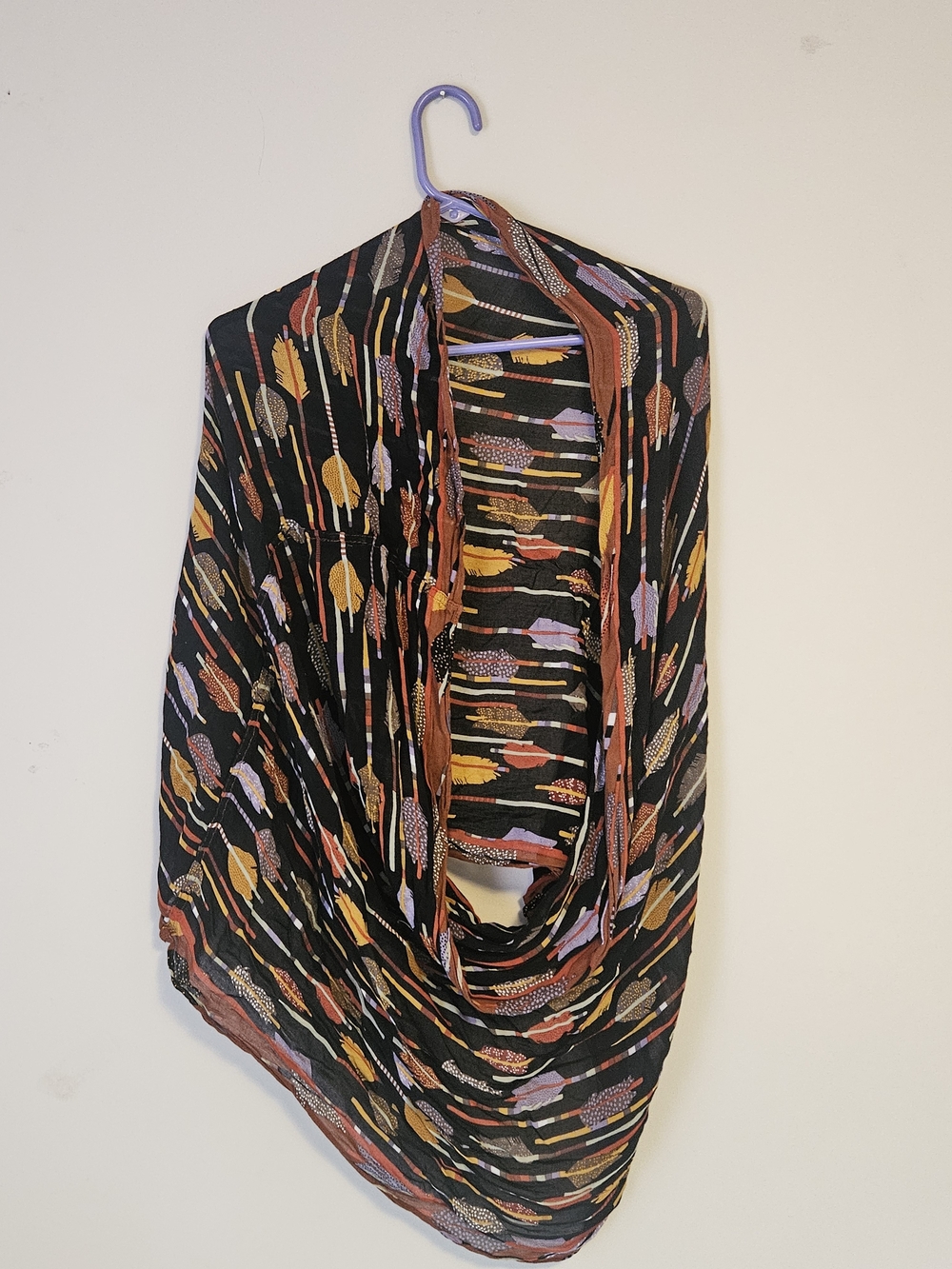 Lightweight Black Multi-Color Floral Scarf